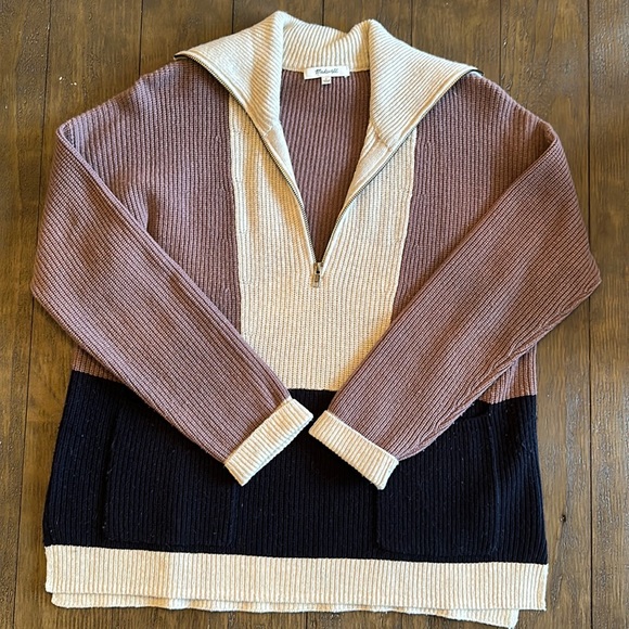 Madewell Colorblock 1/4 Zip Sweater - Picture 3 of 6